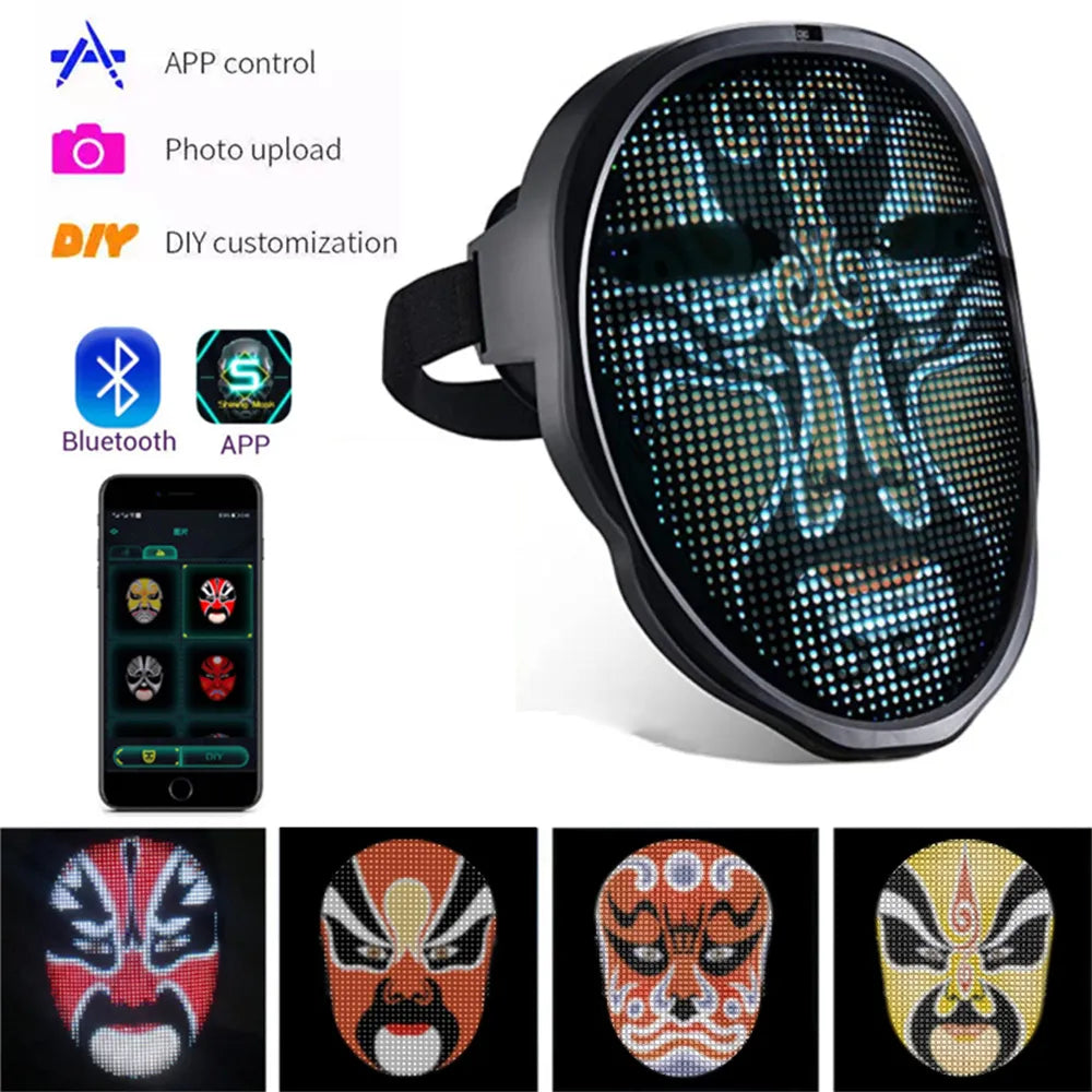 LED Face Transforming Mask – App Controlled Halloween Party Mask