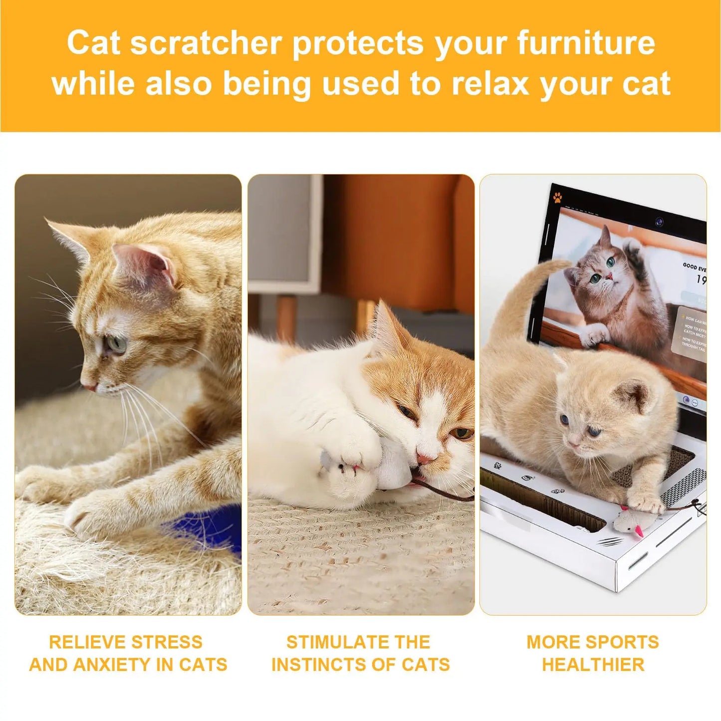 Laptop-Style Cat Scratcher – 3-in-1 Interactive Cat Toy & Furniture Protector