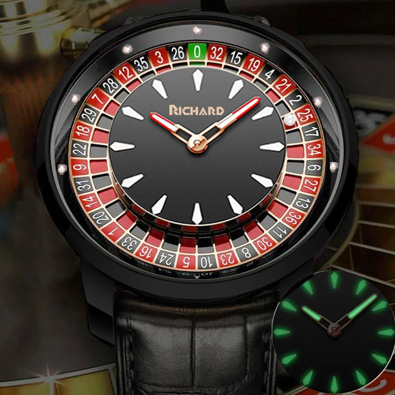 Las Vegas Roulette Mechanical Watch – NH35 Automatic Casino Dial Timepiece