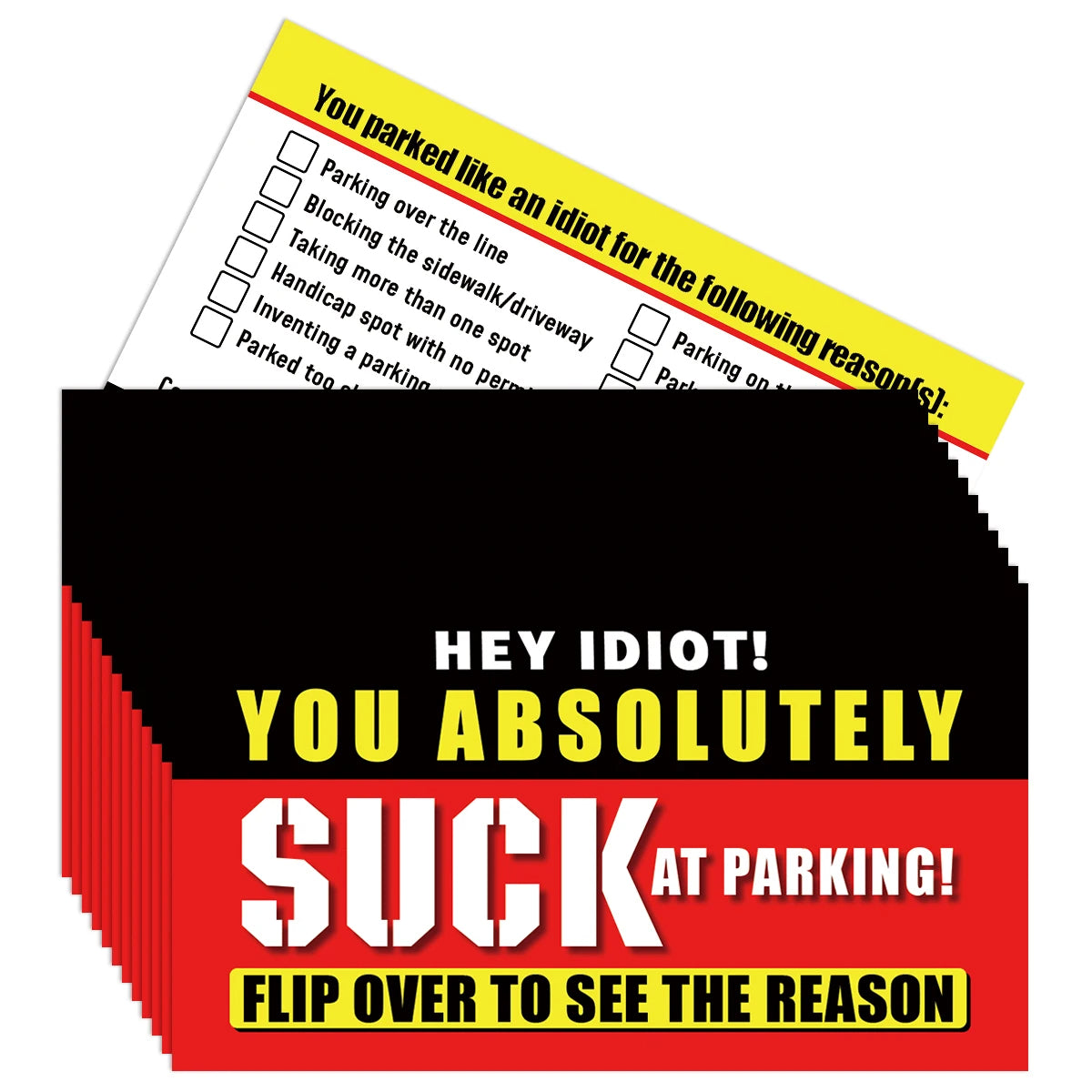 You Parked Like An Idiot” Business Cards – Funny Parking Violation Cards (50 Pack)