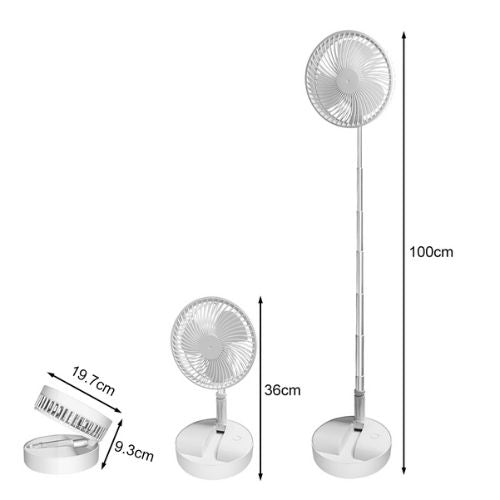 Folding Telescopic Floor Fan – Adjustable Height & Ultra-Quiet Cooling