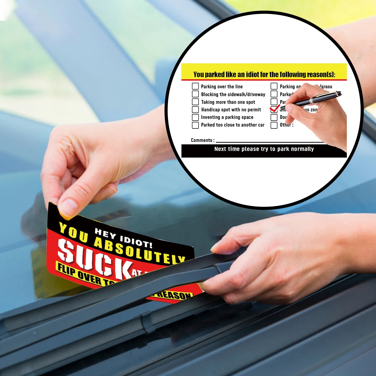 You Parked Like An Idiot” Business Cards – Funny Parking Violation Cards (50 Pack)