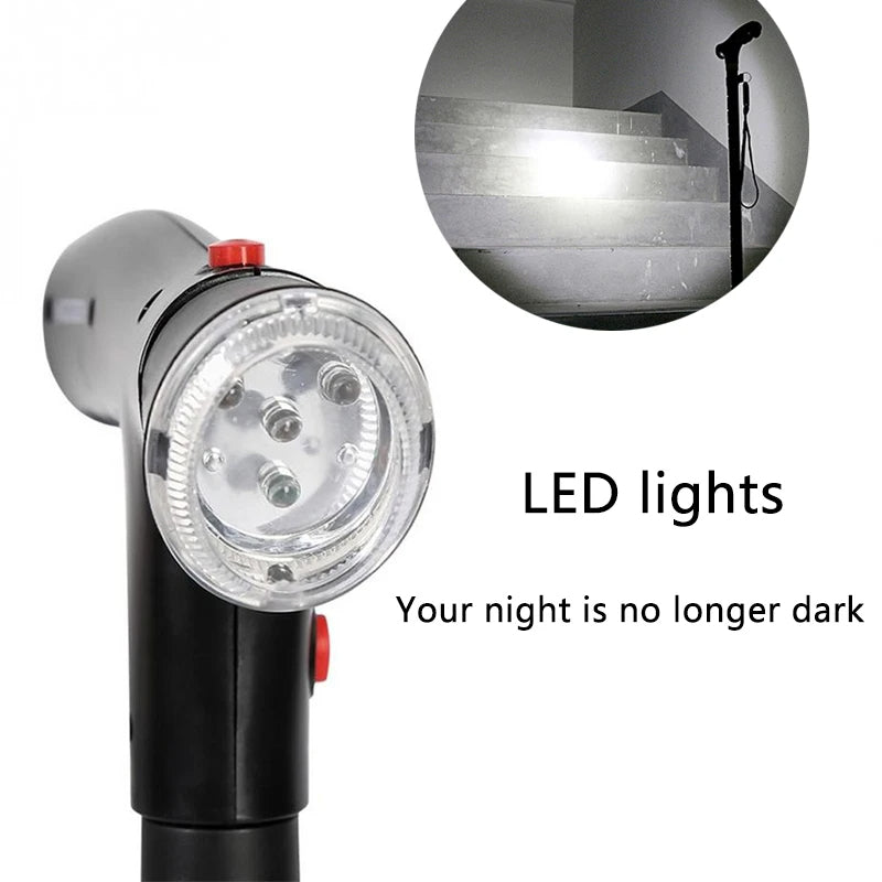 Collapsible Telescopic Folding Cane – Walking Stick with LED Light & Alarm