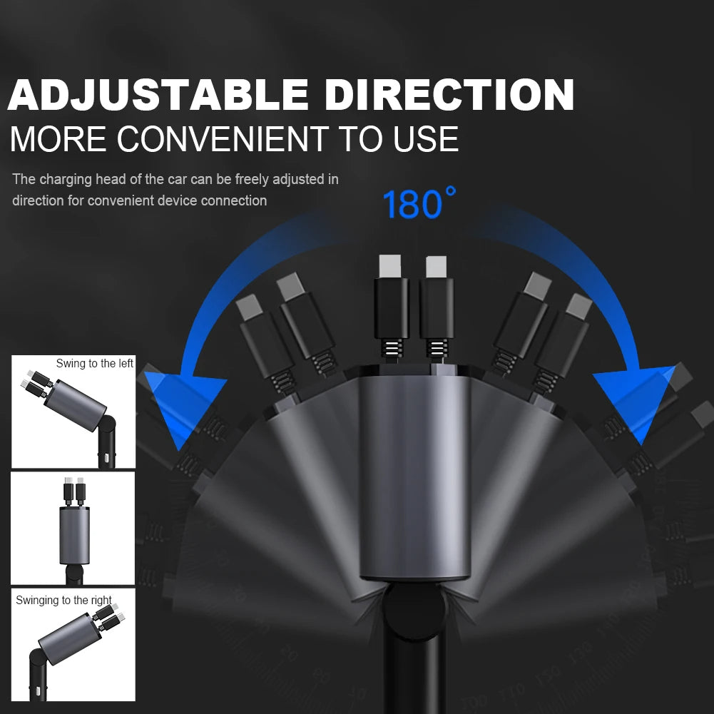 Retractable Car Charger with Dual Port Output