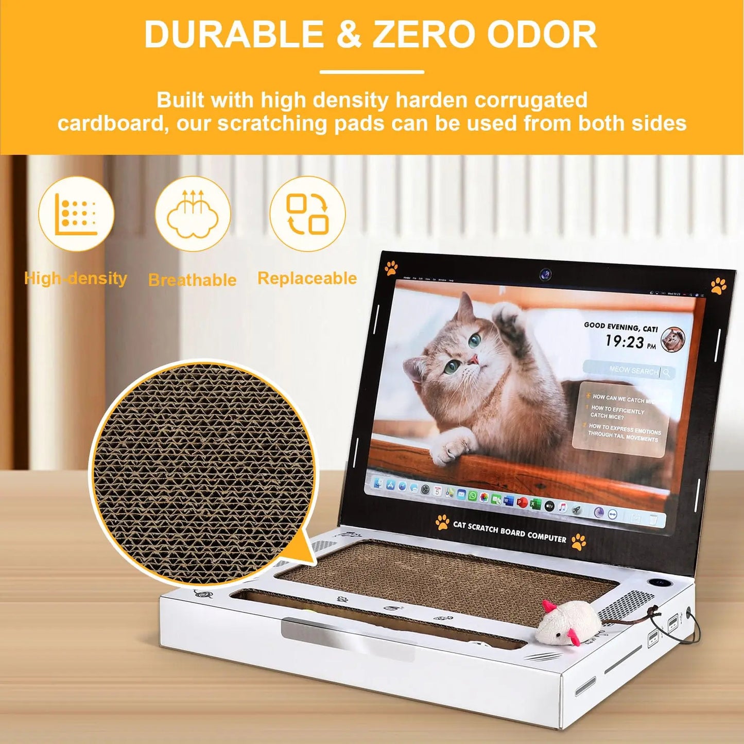 Laptop-Style Cat Scratcher – 3-in-1 Interactive Cat Toy & Furniture Protector
