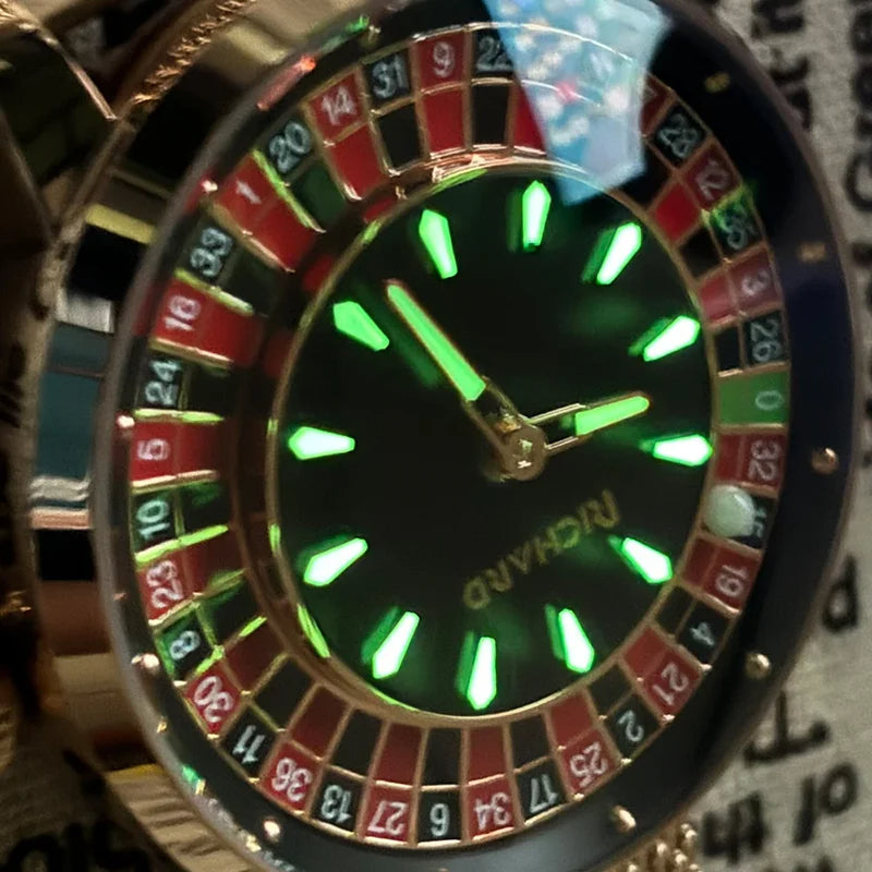 Las Vegas Roulette Mechanical Watch – NH35 Automatic Casino Dial Timepiece