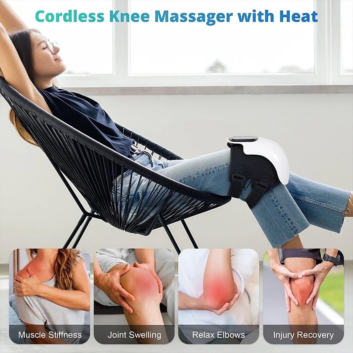 Cordless Knee Massager with Heat & Red Light Therapy