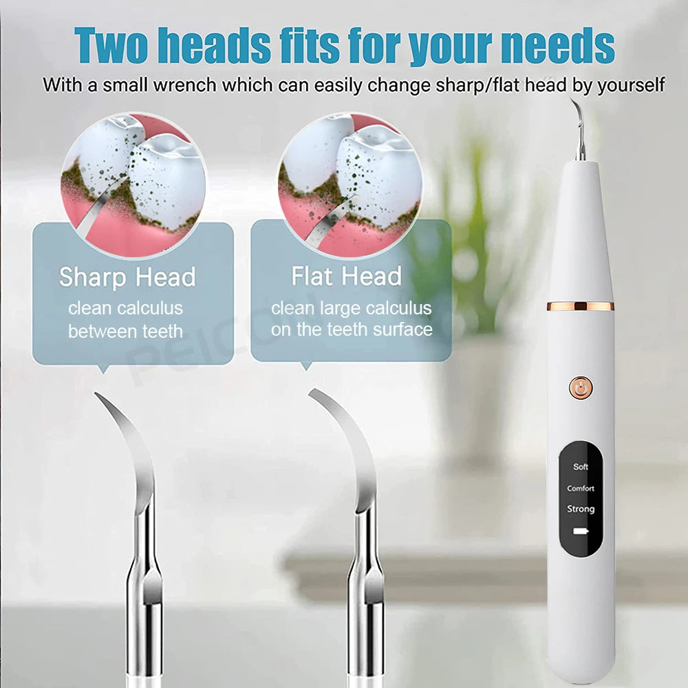 Ultrasonic Dental Teeth Plaque Remover & Cleaner – Sonic Tartar Removal Tool