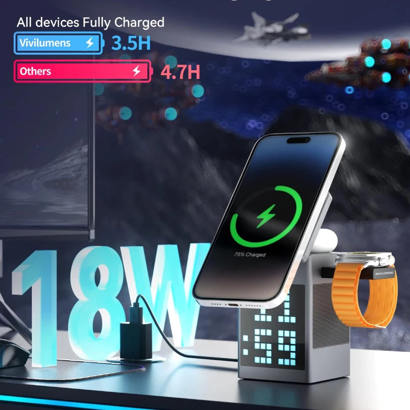 Magnetic Wireless Charger with Built-in Speaker