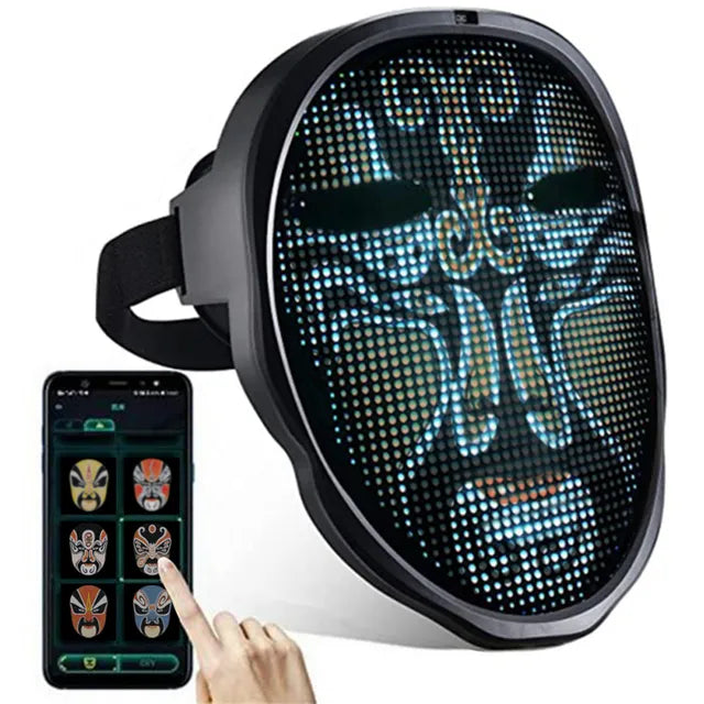 LED Face Transforming Mask – App Controlled Halloween Party Mask