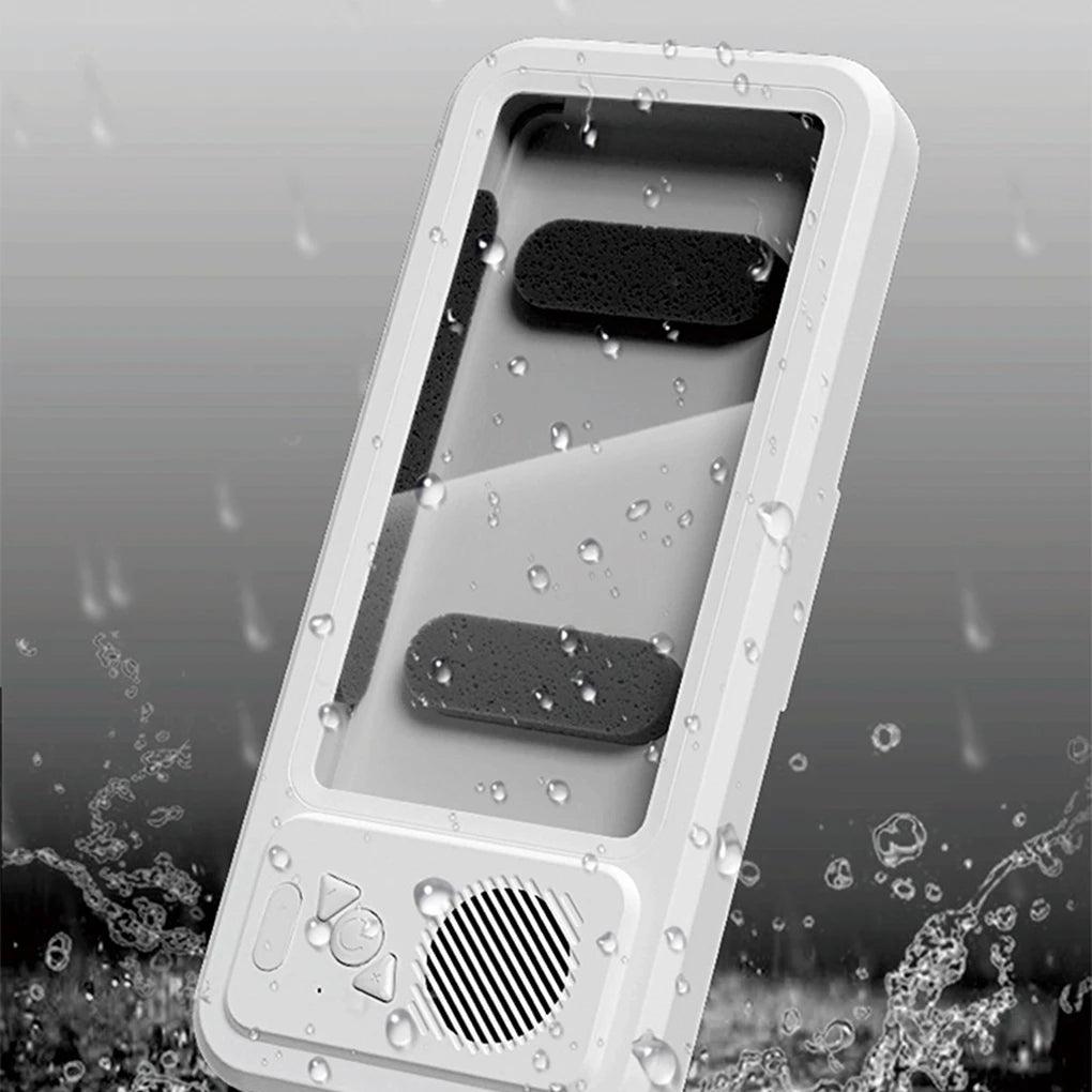 Shower Phone Holder with Bluetooth Speaker – Waterproof Wall Mount for Music & Videos