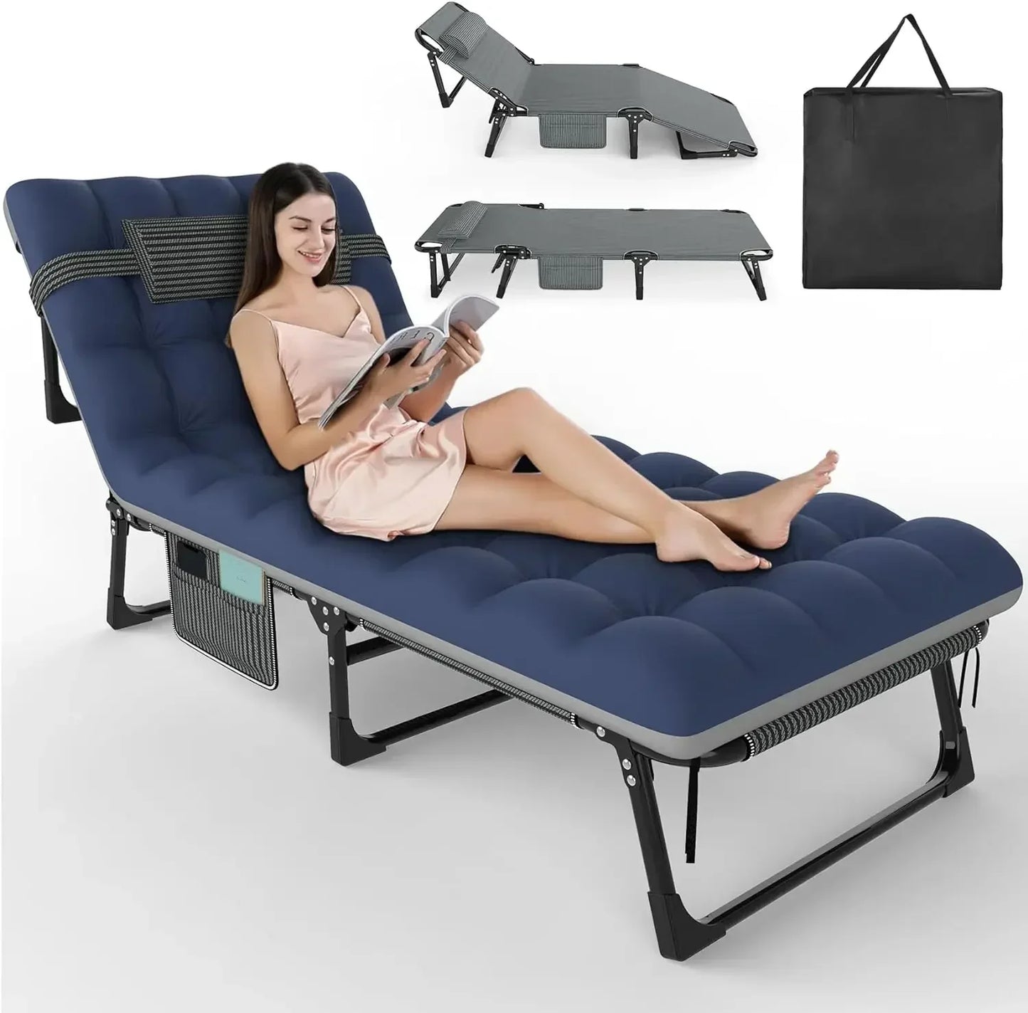 3-in-1 Folding Camping Bed with Adjustable Backrest