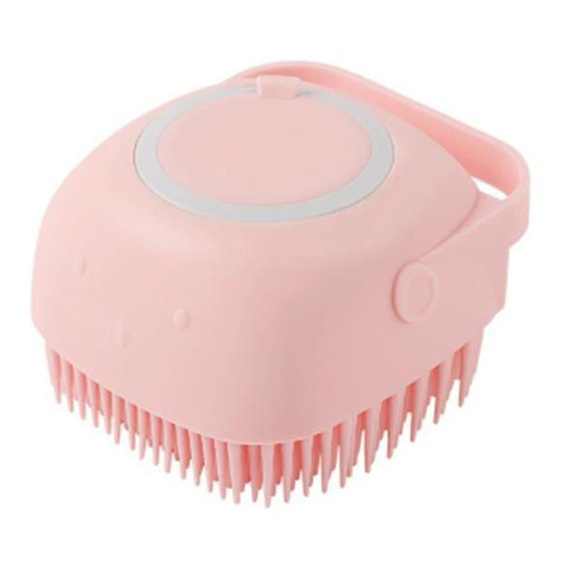 Pet Bath Brush with Shampoo Dispenser – Silicone Dog Massage Scrubber