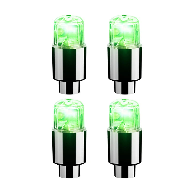 LED Wheel Lights 4-Pack – Colorful Valve Cap Lights for Cars & Bikes