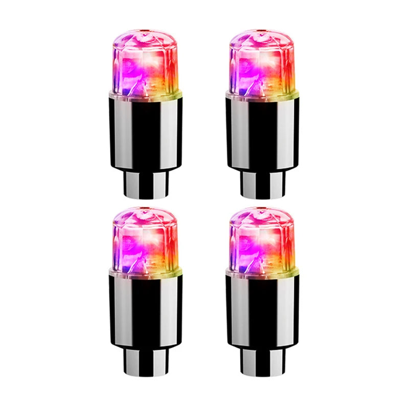 LED Wheel Lights 4-Pack – Colorful Valve Cap Lights for Cars & Bikes