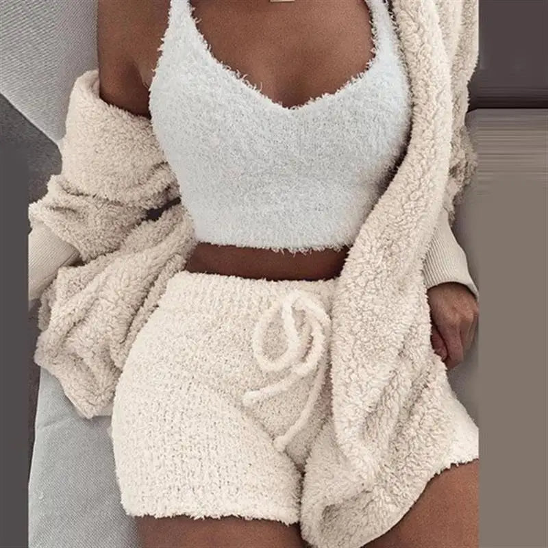 Women’s Knit Pajama Set – 3-Piece Cozy Lounge Outfit