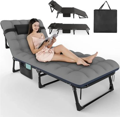 3-in-1 Folding Camping Bed with Adjustable Backrest