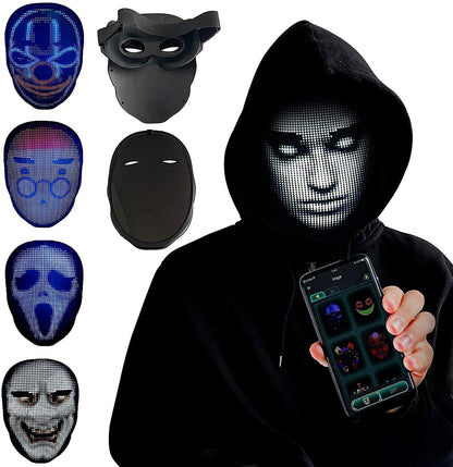 LED Face Transforming Mask – App Controlled Halloween Party Mask