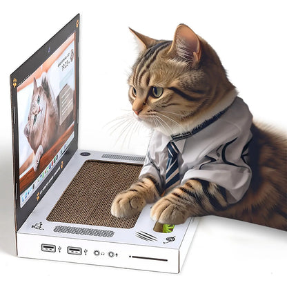 Laptop-Style Cat Scratcher – 3-in-1 Interactive Cat Toy & Furniture Protector
