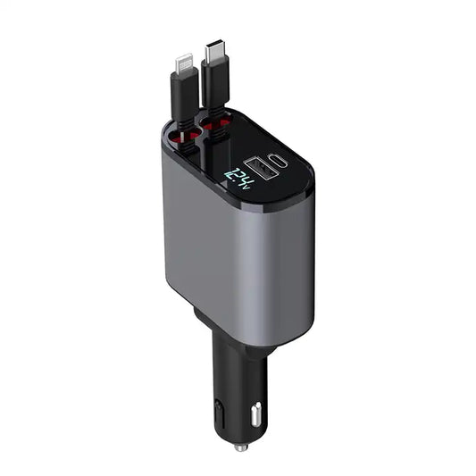 Retractable Car Charger with Dual Port Output
