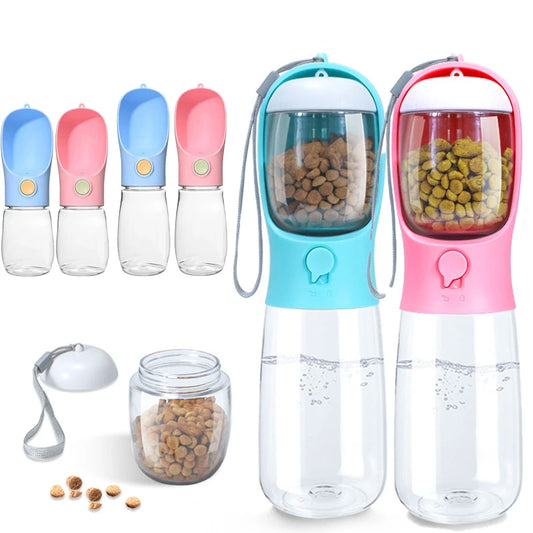 Portable Dog Water Bottle with Food Container – Travel Pet Feeder
