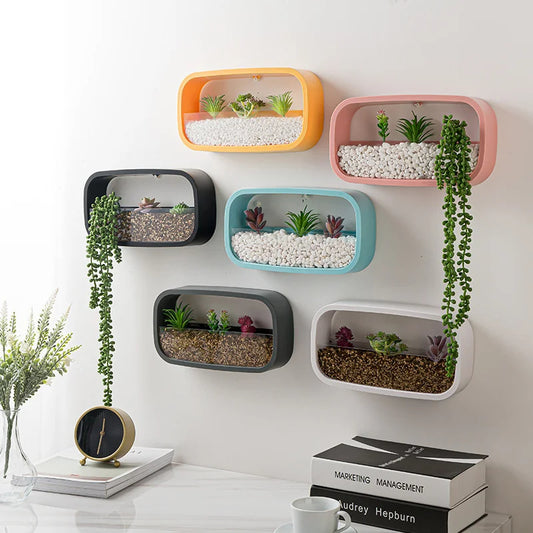 Modern Rectangle Hanging Wall Flower Vase – Decorative Wall-Mounted Planter