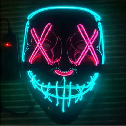LED Glow Scary Mask – PVC EL Wire Halloween Party Mask