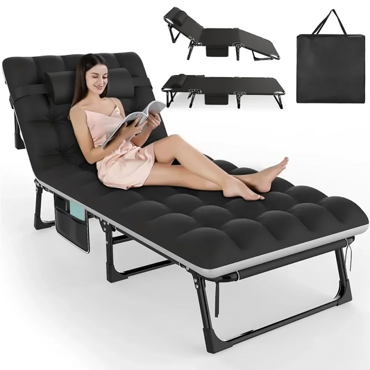 3-in-1 Folding Camping Bed with Adjustable Backrest