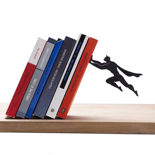 Superhero Bookend Figurine – Creative Metal Flying Hero Book Holder