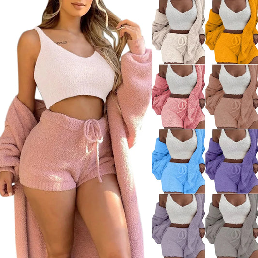 Women’s Knit Pajama Set – 3-Piece Cozy Lounge Outfit