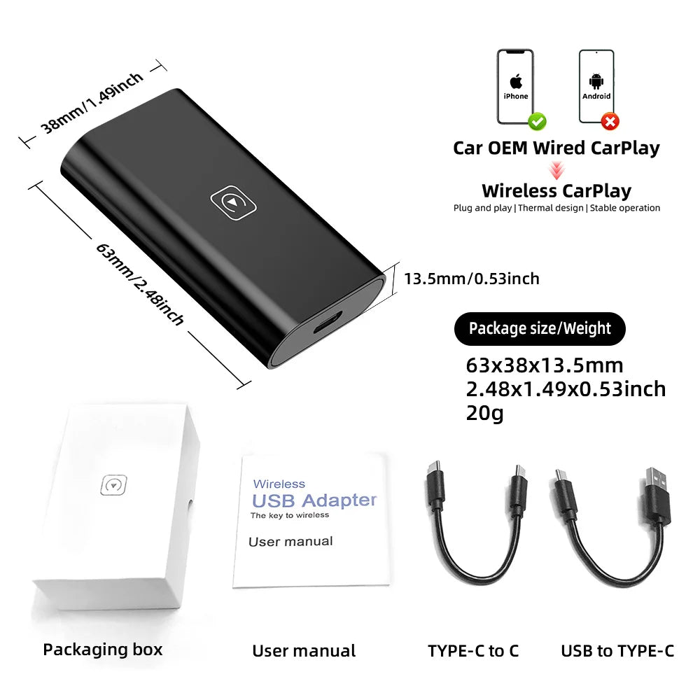 Wireless CarPlay Adapter – Plug & Play Dongle for Apple iPhone