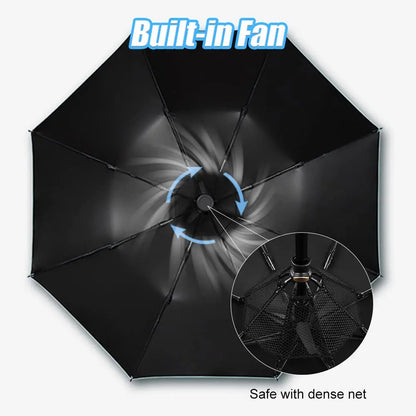 Portable Umbrella with Fan & Misting System – UV Protection & Cooling