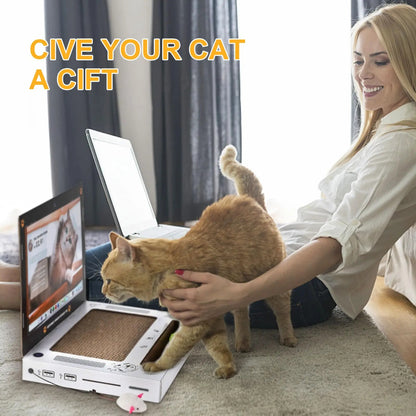 Laptop-Style Cat Scratcher – 3-in-1 Interactive Cat Toy & Furniture Protector