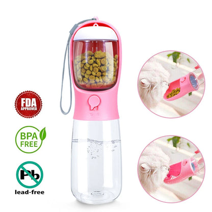 Portable Dog Water Bottle with Food Container – Travel Pet Feeder