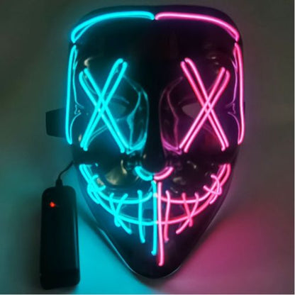 LED Glow Scary Mask – PVC EL Wire Halloween Party Mask