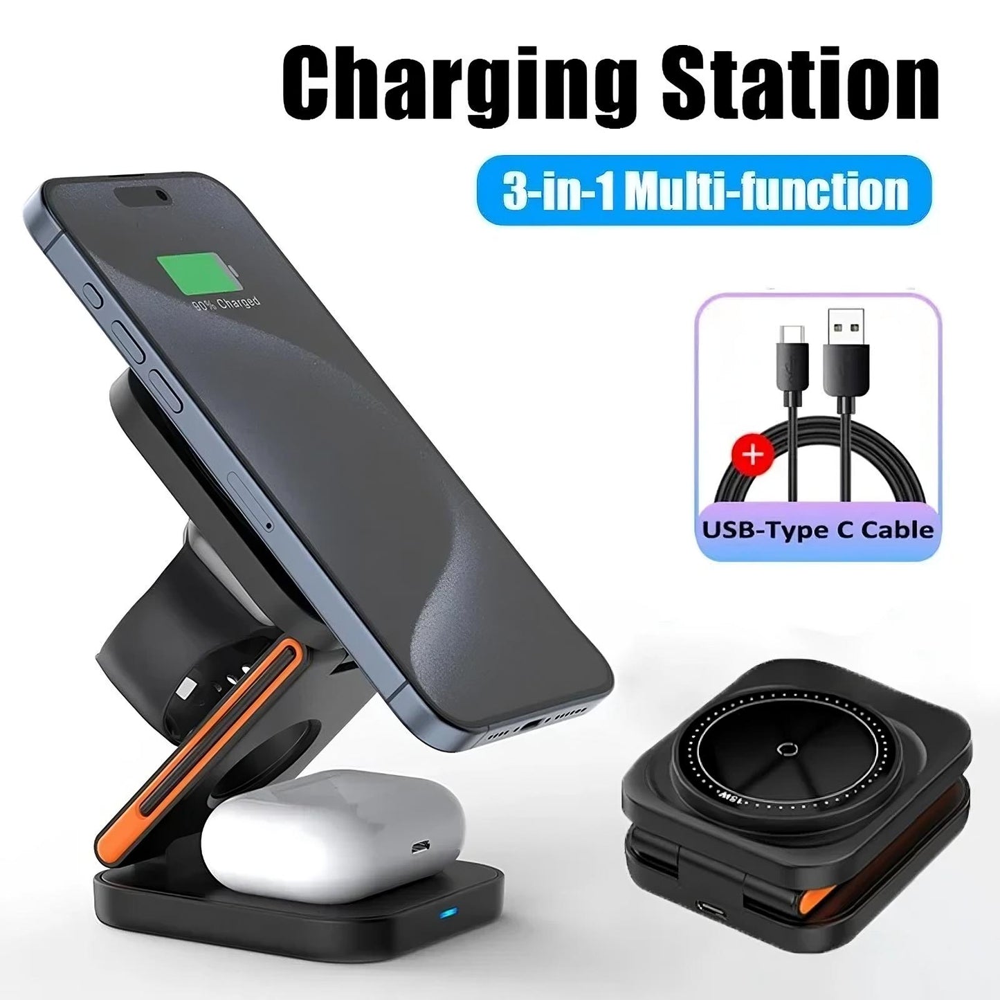 MagSafe-Compatible Foldable Charging Station (3-in-1)