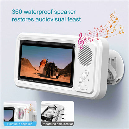 Shower Phone Holder with Bluetooth Speaker – Waterproof Wall Mount for Music & Videos