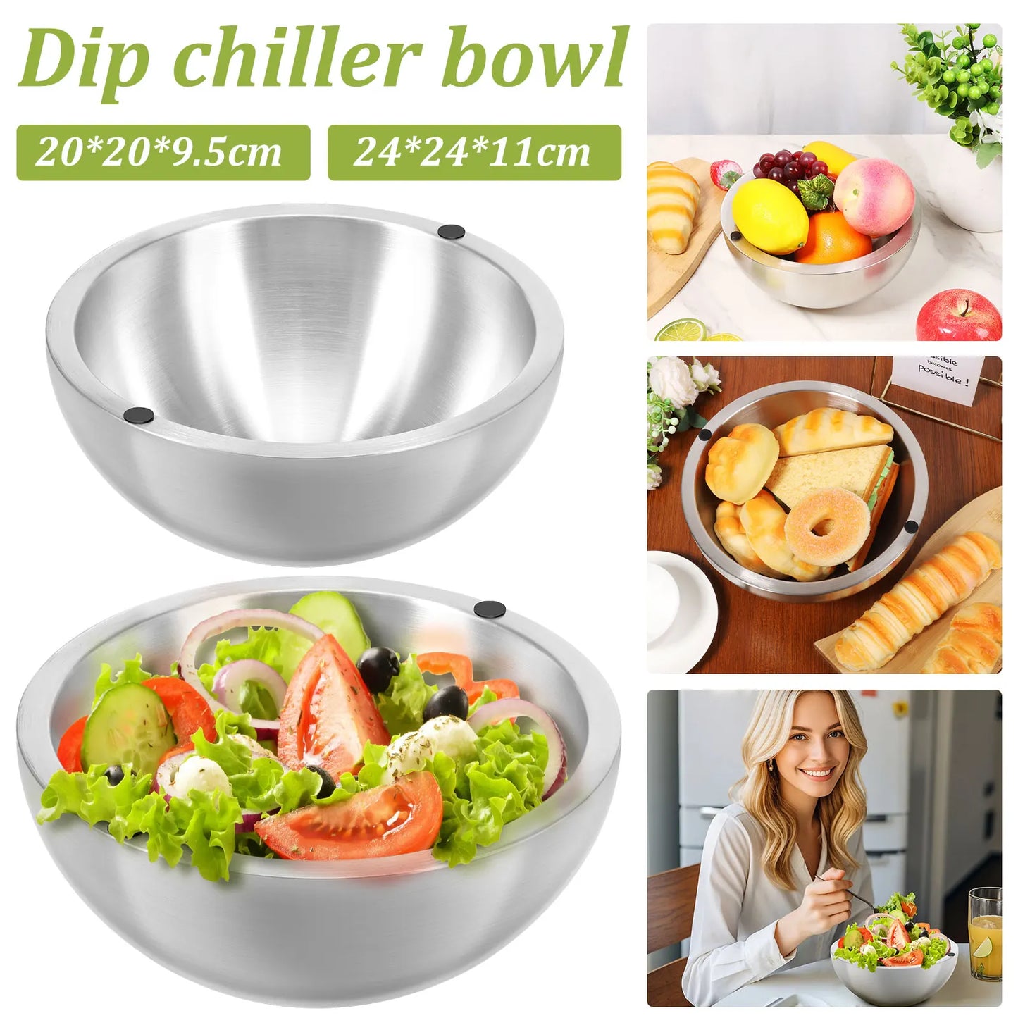 35oz Stainless Steel Insulated Serving Bowl – Hot & Cold Food Storage