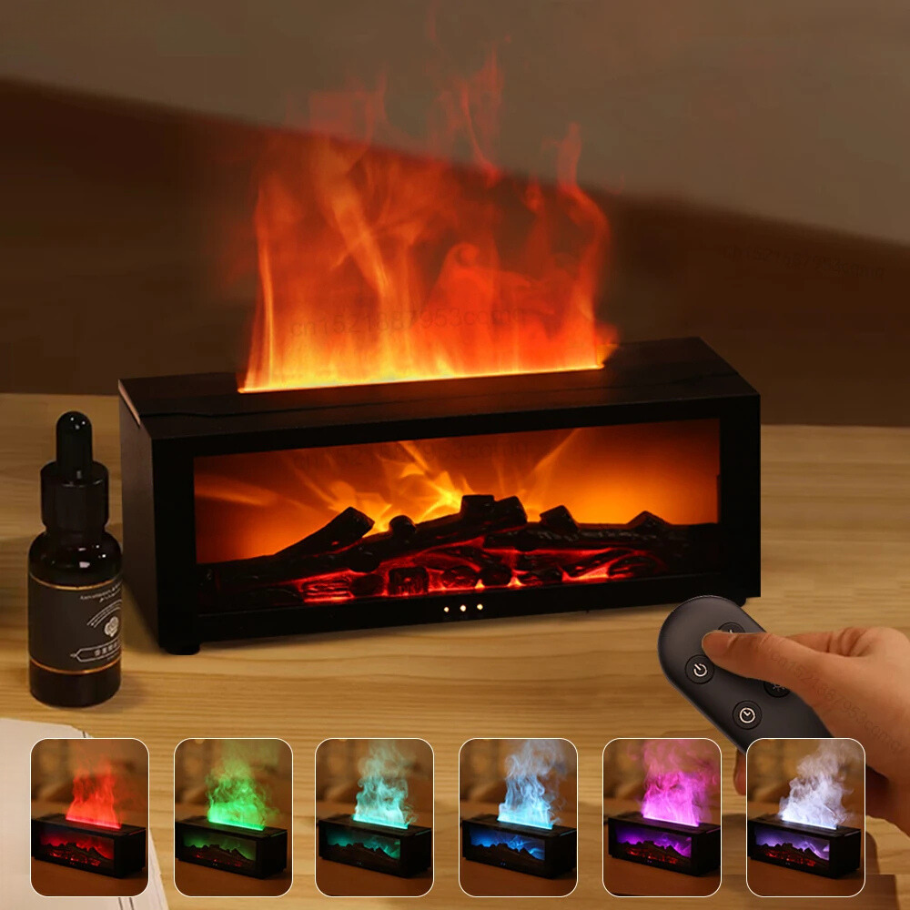 Fireplace Humidifier – LED Flame Essential Oil Diffuser