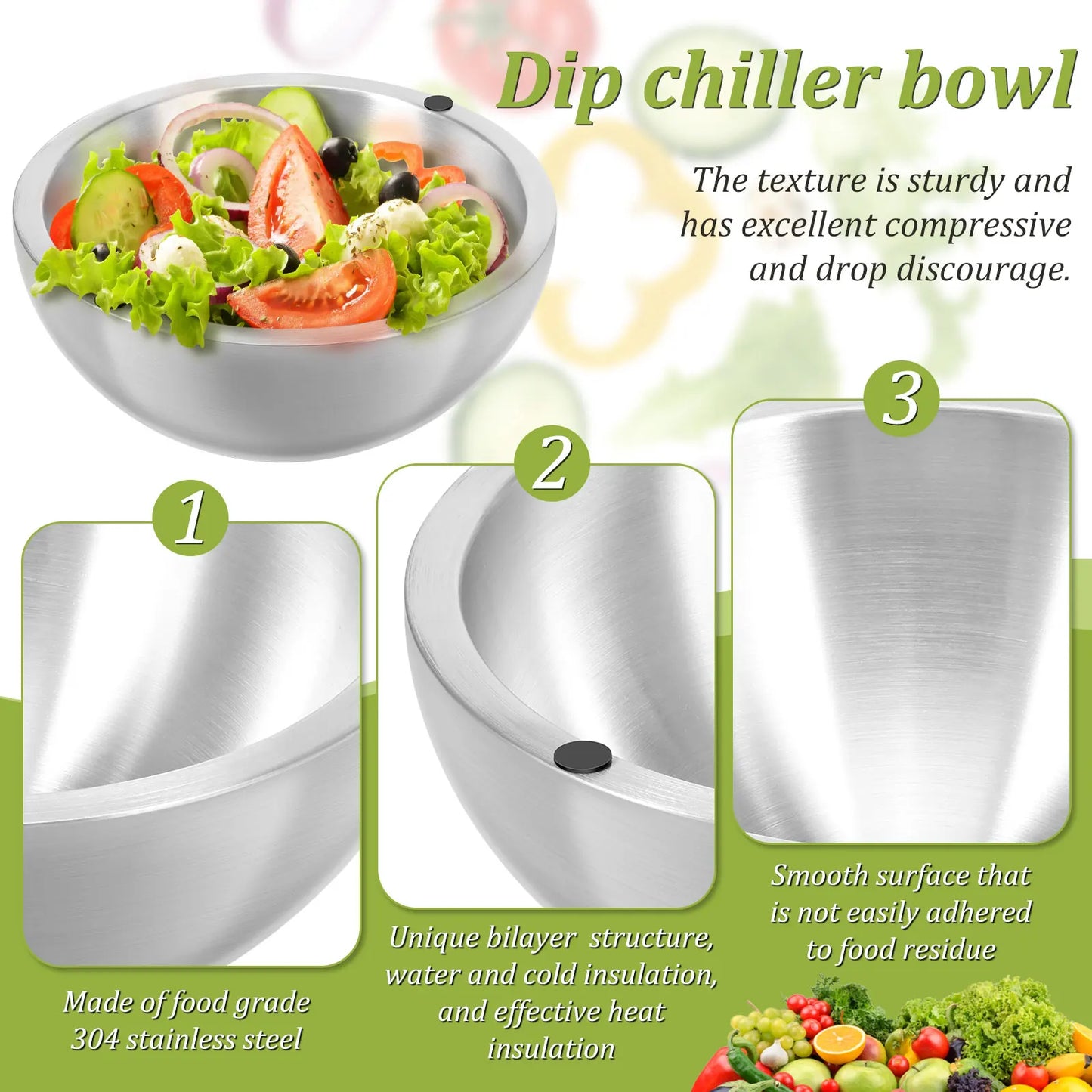 35oz Stainless Steel Insulated Serving Bowl – Hot & Cold Food Storage