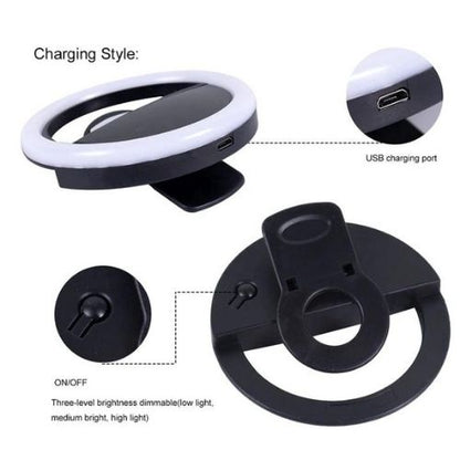 Selfie Ring Light for Phone – Rechargeable Clip-On LED Ring Light