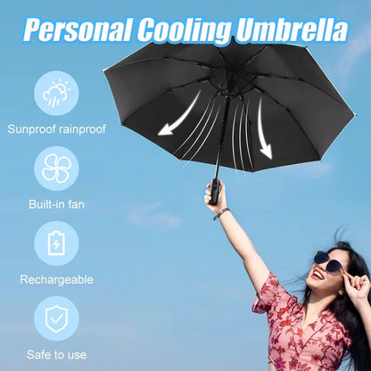 Portable Umbrella with Fan & Misting System – UV Protection & Cooling