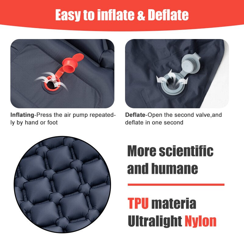 Camping Inflatable Mattress with Built-In Foot Pump