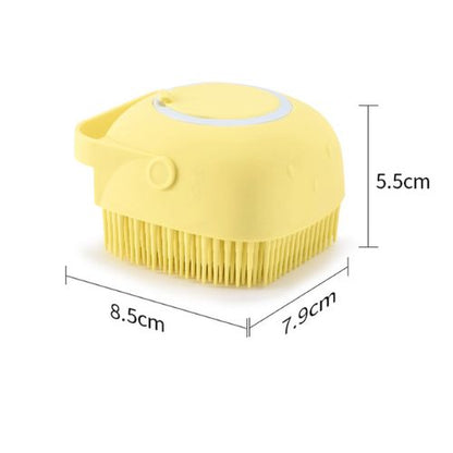 Pet Bath Brush with Shampoo Dispenser – Silicone Dog Massage Scrubber