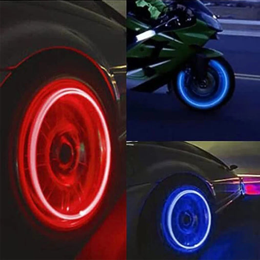 LED Wheel Lights 4-Pack – Colorful Valve Cap Lights for Cars & Bikes