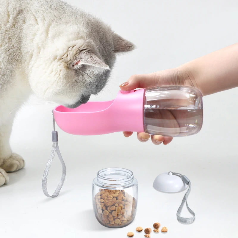 Portable Dog Water Bottle with Food Container – Travel Pet Feeder