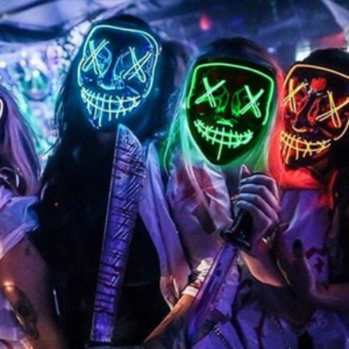 LED Glow Scary Mask – PVC EL Wire Halloween Party Mask