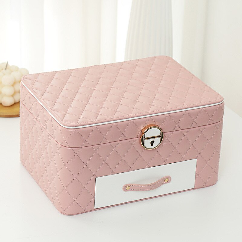 New 3-layer Large Jewelry Box High Capacity Jewelry Casket Storage Organizer Leather Travel Beauty Boxs for Women