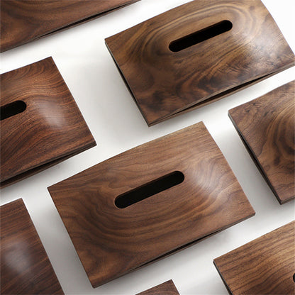 Hills Solid Wood Desktop Tissue Box Walnut Paper Drawer