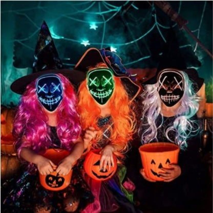 LED Glow Scary Mask – PVC EL Wire Halloween Party Mask